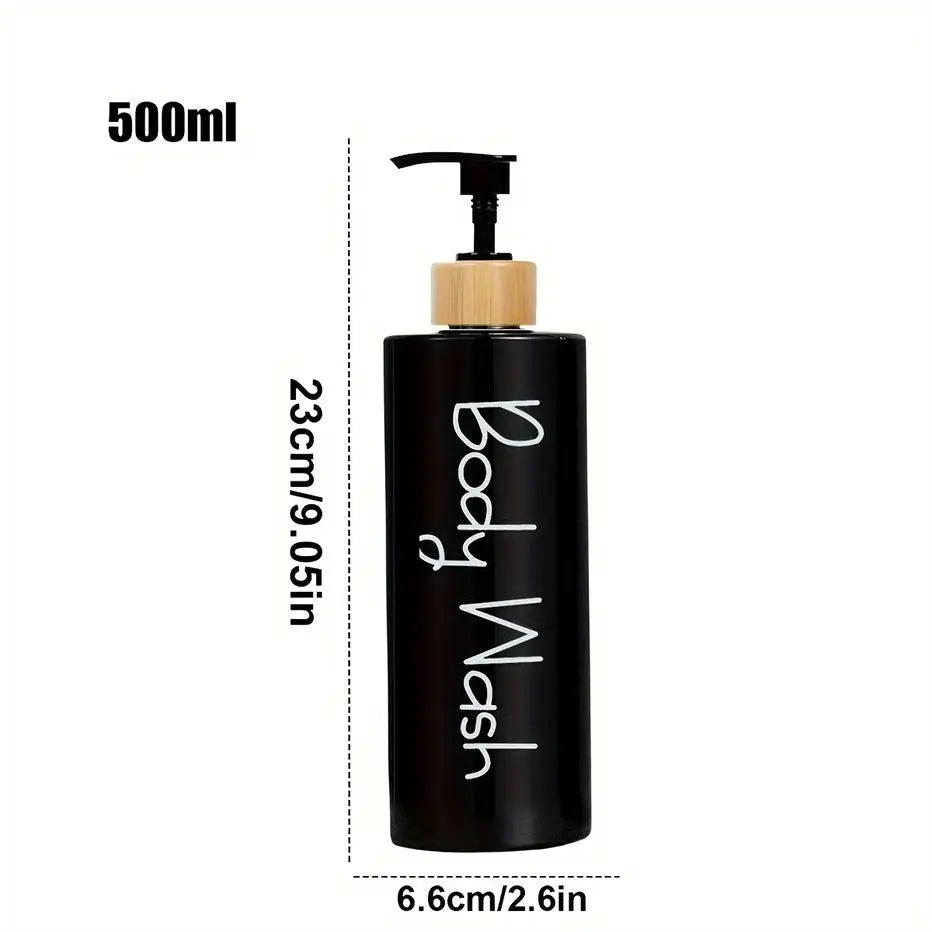 Three Pack Reusable Bathroom Pump Dispenser Bottles Shampoo Shower Gel