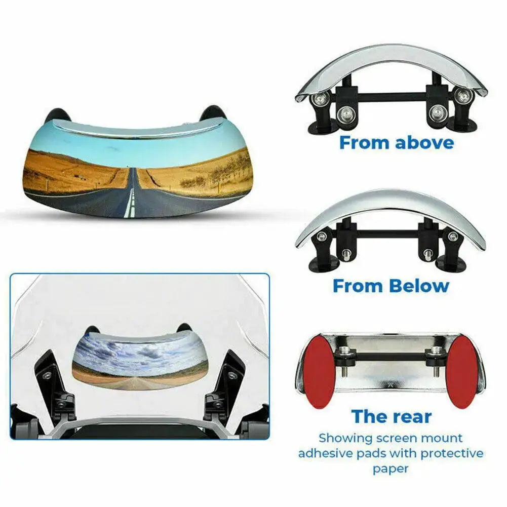 Motorcycle Windscreen 180 Degree Blind Spot Mirror Wide Angle Rearview Mirror For BMW Yamaha Honda