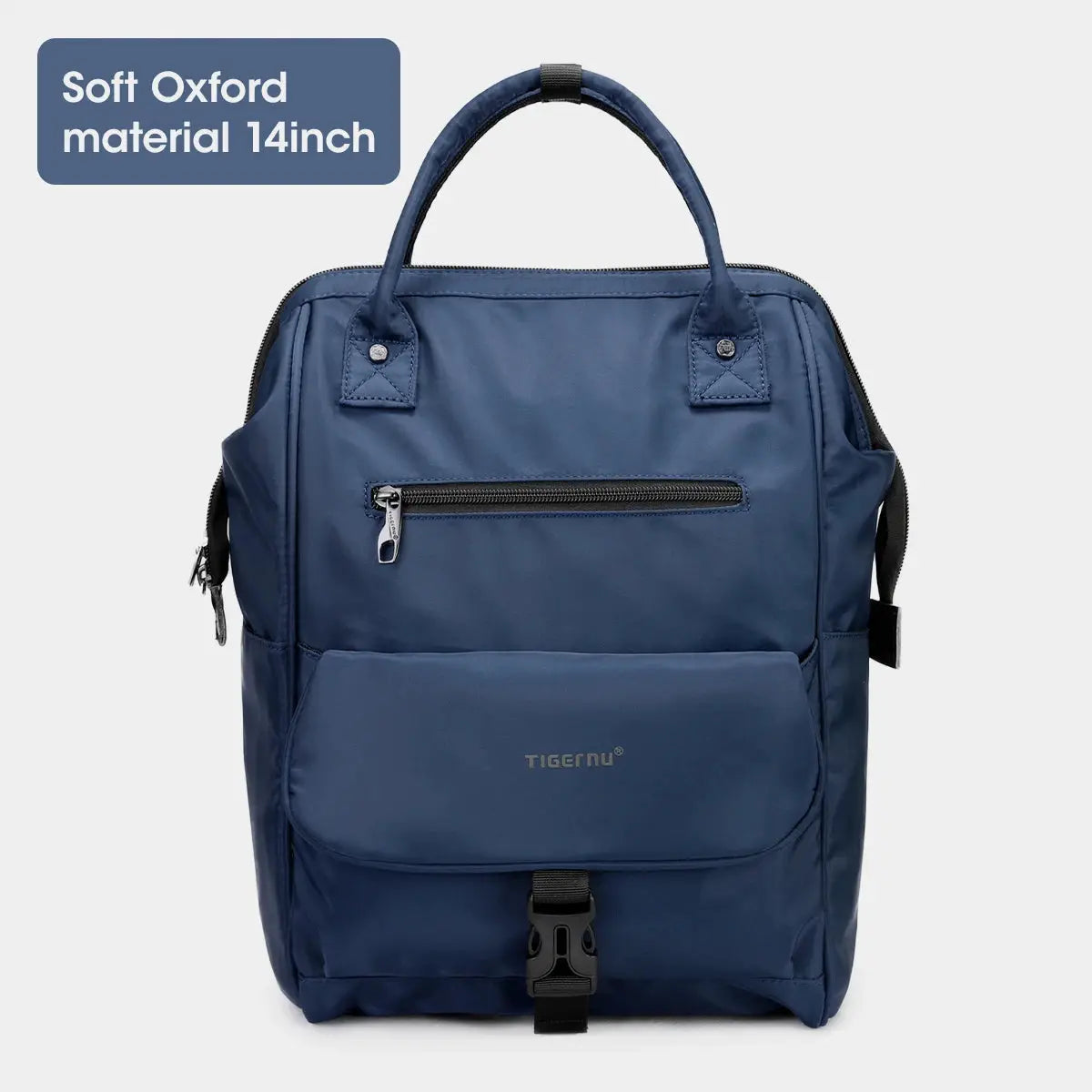 Tigernu blue ladies casual backpack with front zip pocket and splashproof TPU material