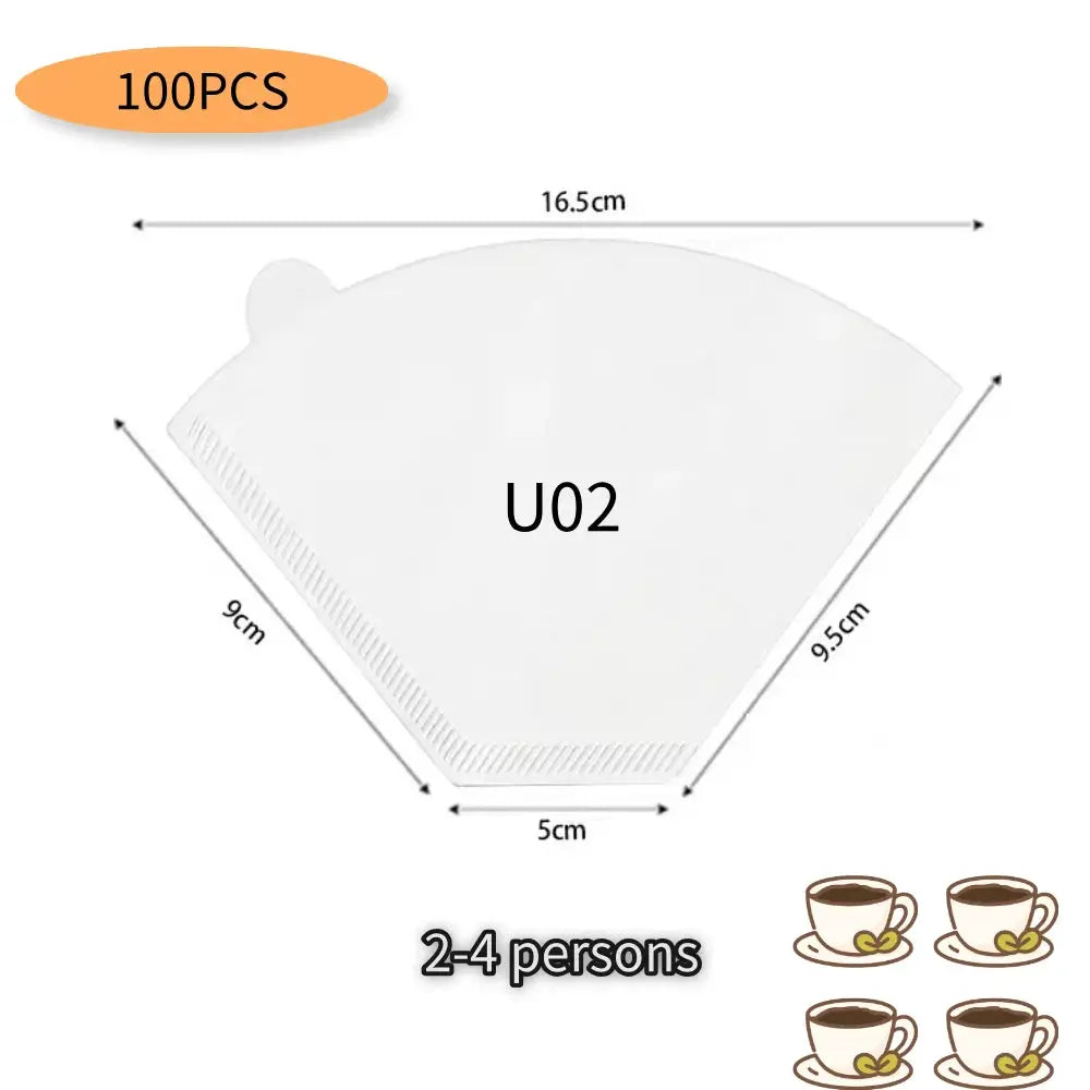U-Shaped Disposable Coffee Filter Paper Bags Eco Friendly Hourglass Design For Optimal Coffee Extraction