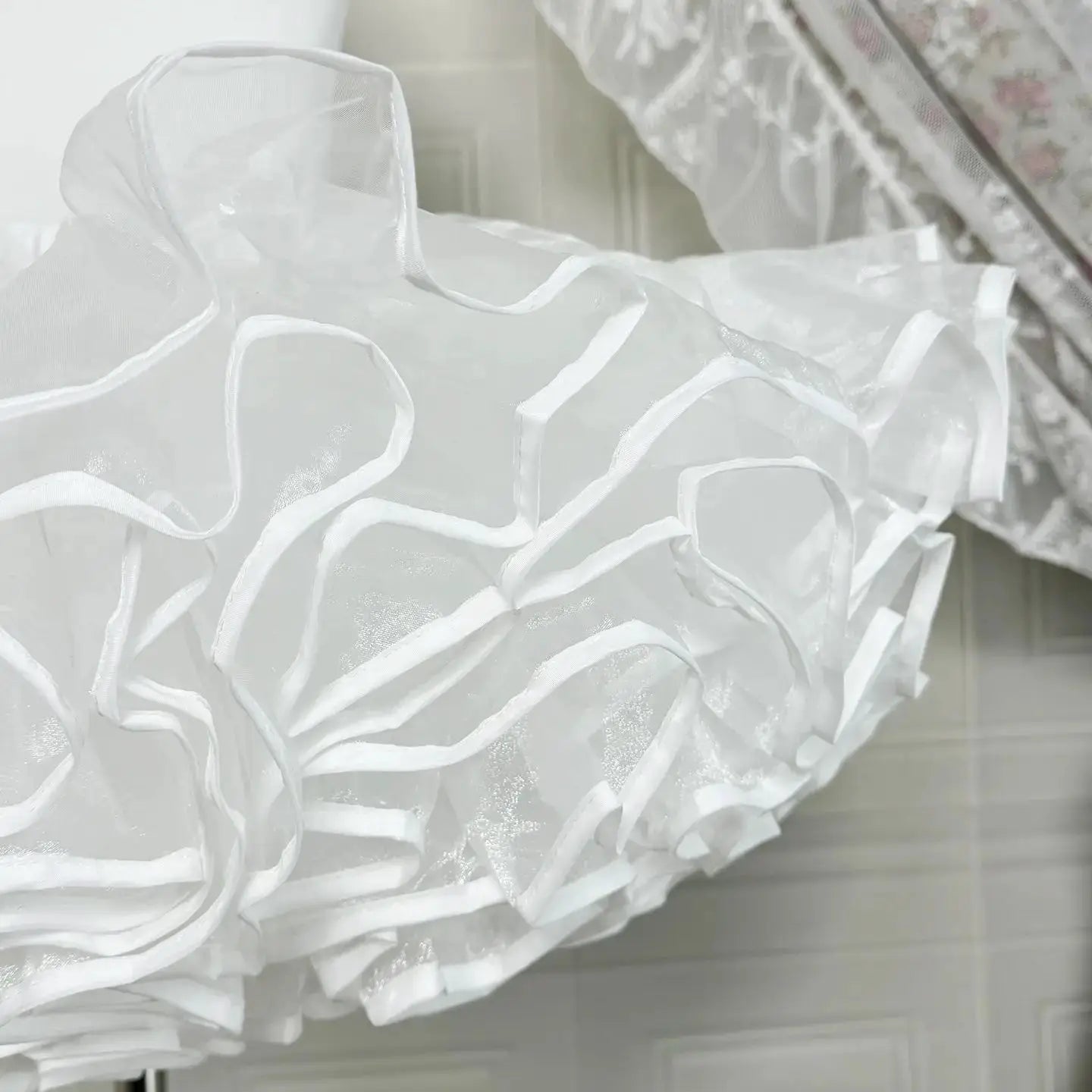 Lolita petticoat underskirt in white with fluffy mesh layers and white edging