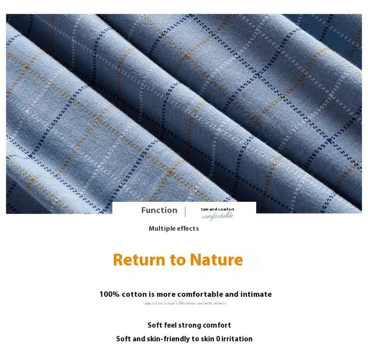 Cotton Men Pajamas Set of Autumn Winter Long-Sleeved Cardigan Plus Size Men Models of Home Clothing Plaid Sleepwear 2PCS/Set