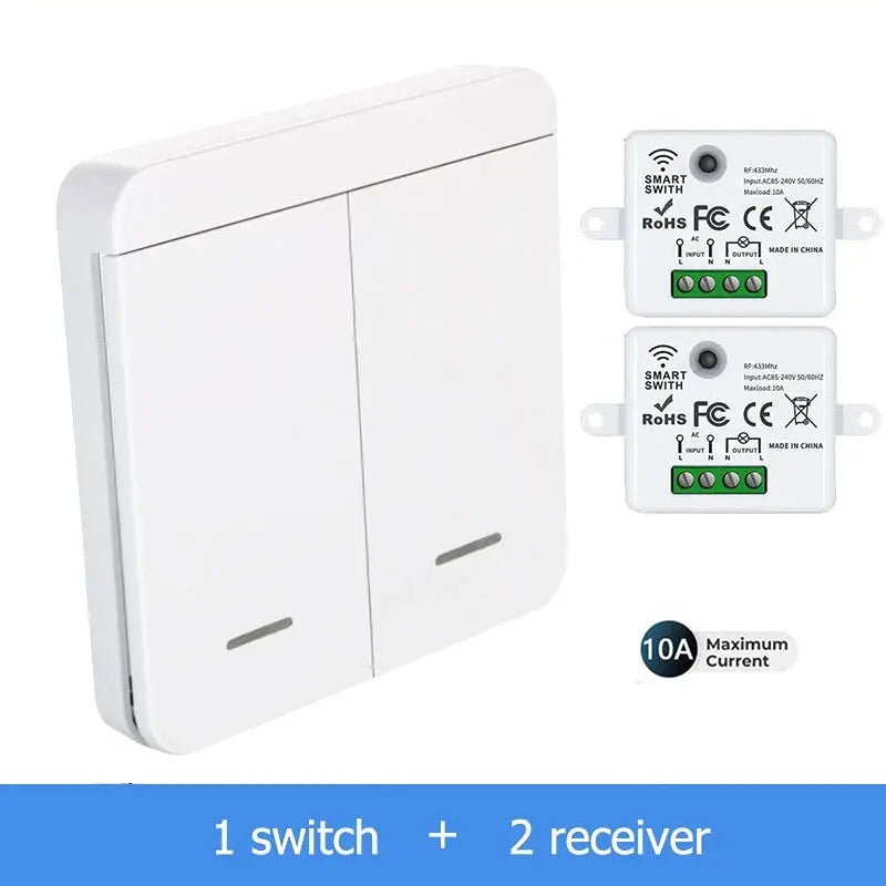 Wireless RF 433MHz Light Wall Switch Relay Receiver For LED Lamps 1 2 3 Gang Panel Remote Control 10A 110V 220V