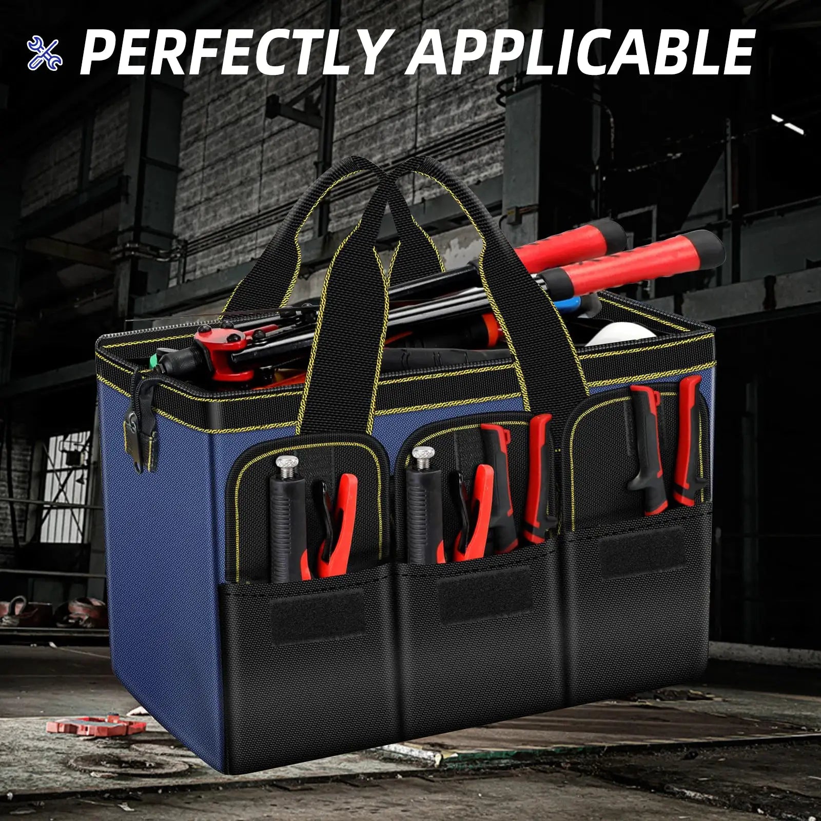 Simples Market AIRAJ multifunctional tool bag in blue/black 1680D Oxford cloth with red-handled tools