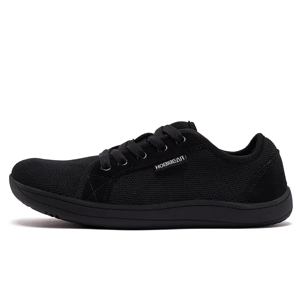 HOBIBEAR unisex wide-toe barefoot trail shoe, black mesh, lightweight and breathable