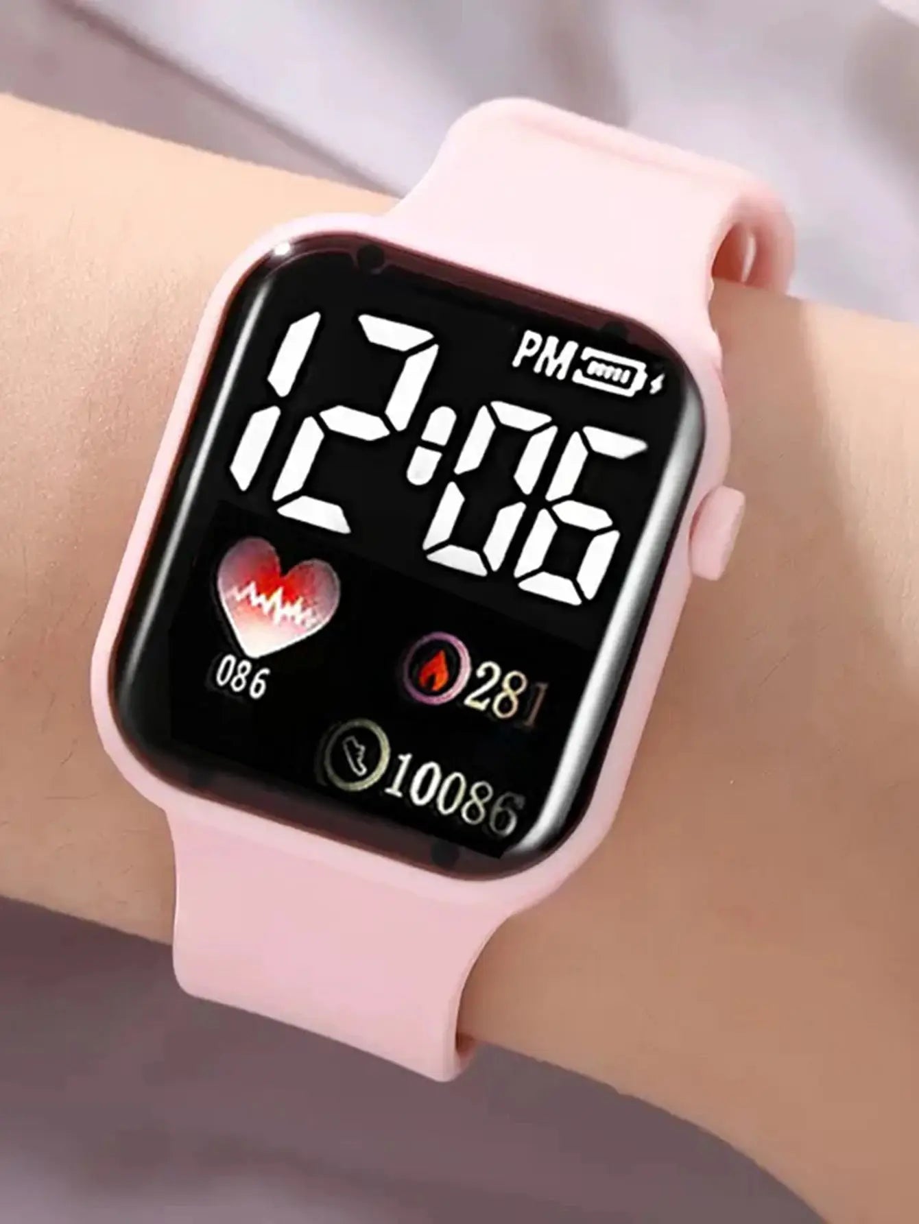 Love Pattern Electronic Watch With Butterfly Accessories Set Birthday Gift For Fashionable Everyday Wear