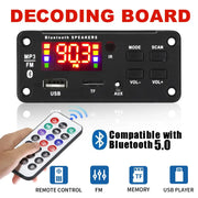 12V MP3 Decoder Board Bluetooth Car Kit With USB TF Card WMA WAV Support FM Radio And Color Screen