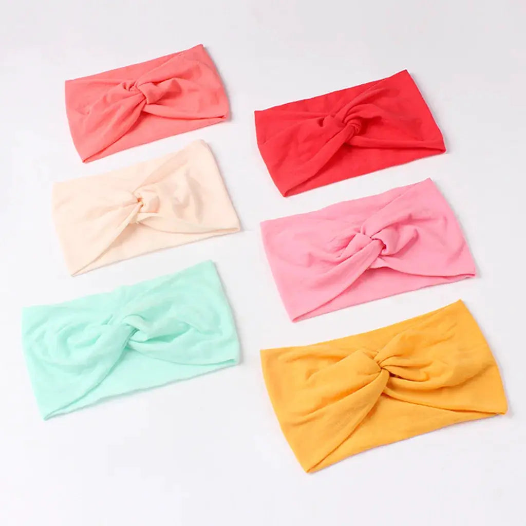 Solid Color Baby Headband for Girls Spring Summer Twisted Knot Design Soft Elastic Hair Accessory Large Size