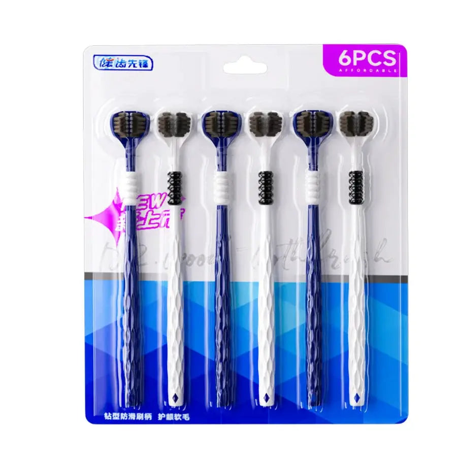 Coup 3D U Shaped Three Sided Manual Toothbrush Set 6 Pieces For Adults One Minute Cleaning