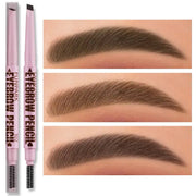 Glamourix 2 In 1 Eyebrow Pencil And Brush Waterproof Long Lasting Five Colors For Natural Definition