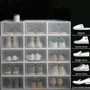 6 Pack Transparent Thickened Foldable Shoe Boxes Dustproof Stackable Storage Organizers For Shoes