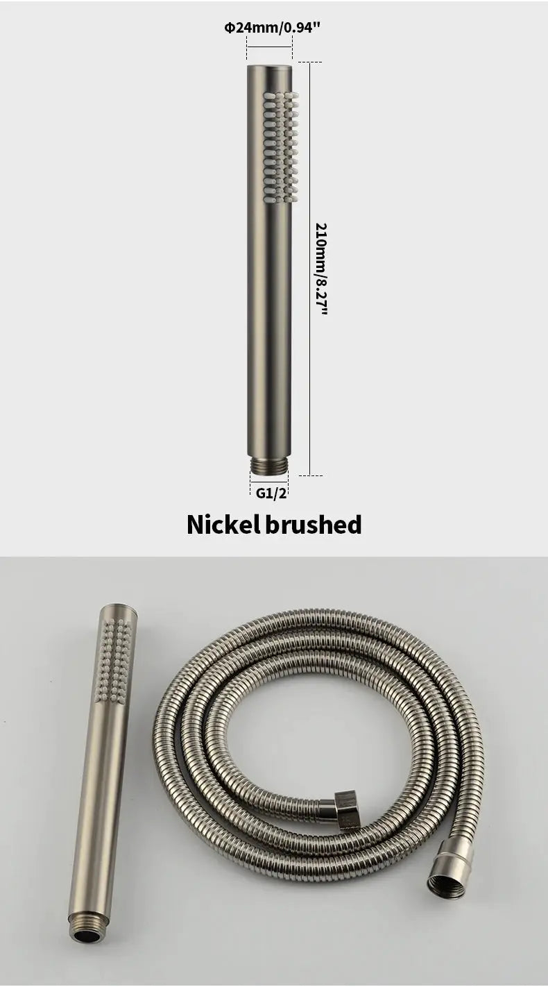 Simples Market nickel brushed handheld shower head and flexible hose, 2-piece set