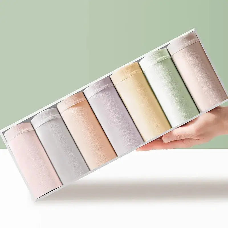 7-piece Simples Market cotton women's panties set in pastel colors; breathable, soft low-waist briefs.
