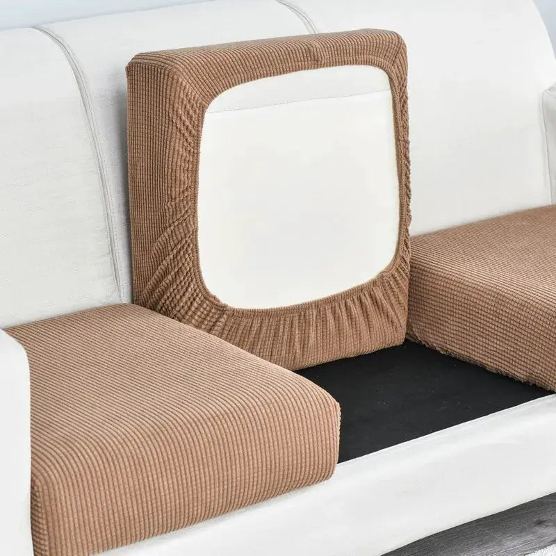 Simples Market brown polar fleece sofa cushion cover set with elastic edges (3 pieces)
