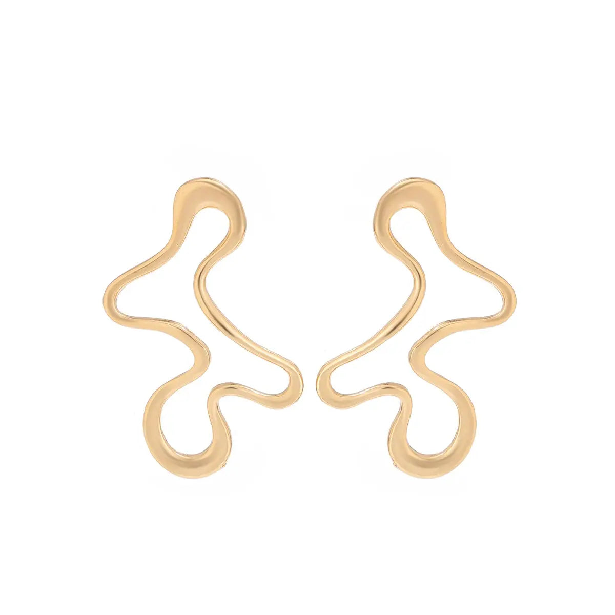 IngeSight.Z Minimalist Irregular Hollow Geometry Metal Stud Earrings Gold Color For Women Punk Statement Jewelry