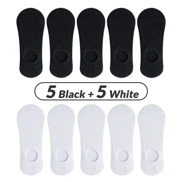 Men Invisible No Show Socks 5 Or 10 Pairs Breathable Cotton Silicone Non Slip Ankle Boat Socks