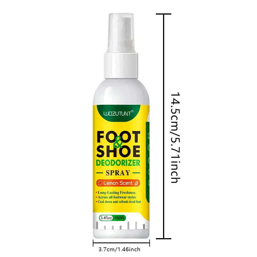 100ml Foot And Shoe Deodorizer Spray Lemon Scent Antibacterial Odor Neutralizer For Shoes And Feet
