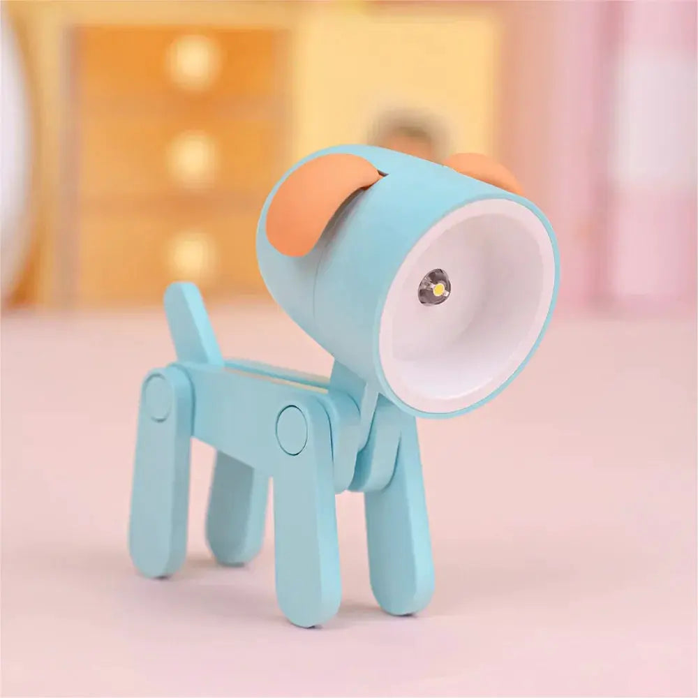 LED mini night light dog-deer desk lamp, blue with orange ears, Simples Market