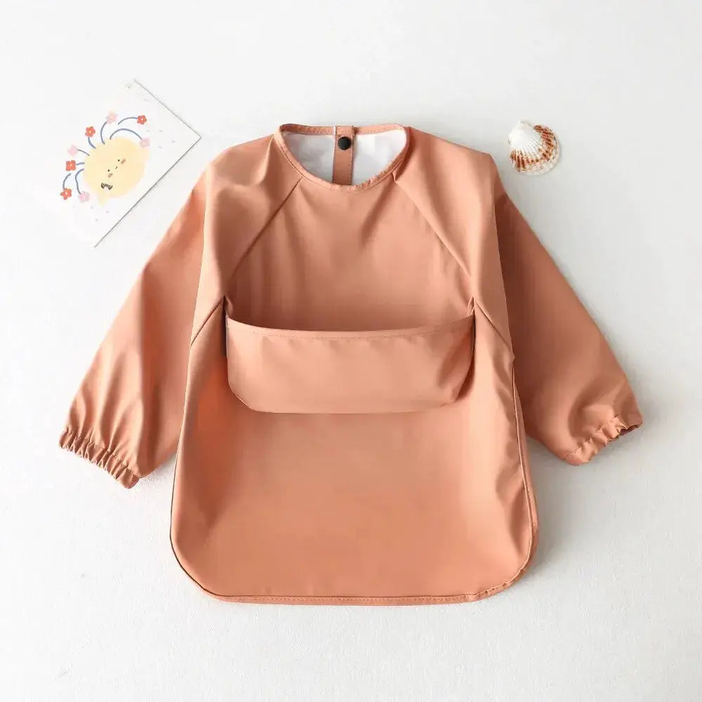 1 Piece Solid Color Baby Painting Smock Long Sleeve Waterproof Art Smock And Feeding Bib Apron For Kids Accessories