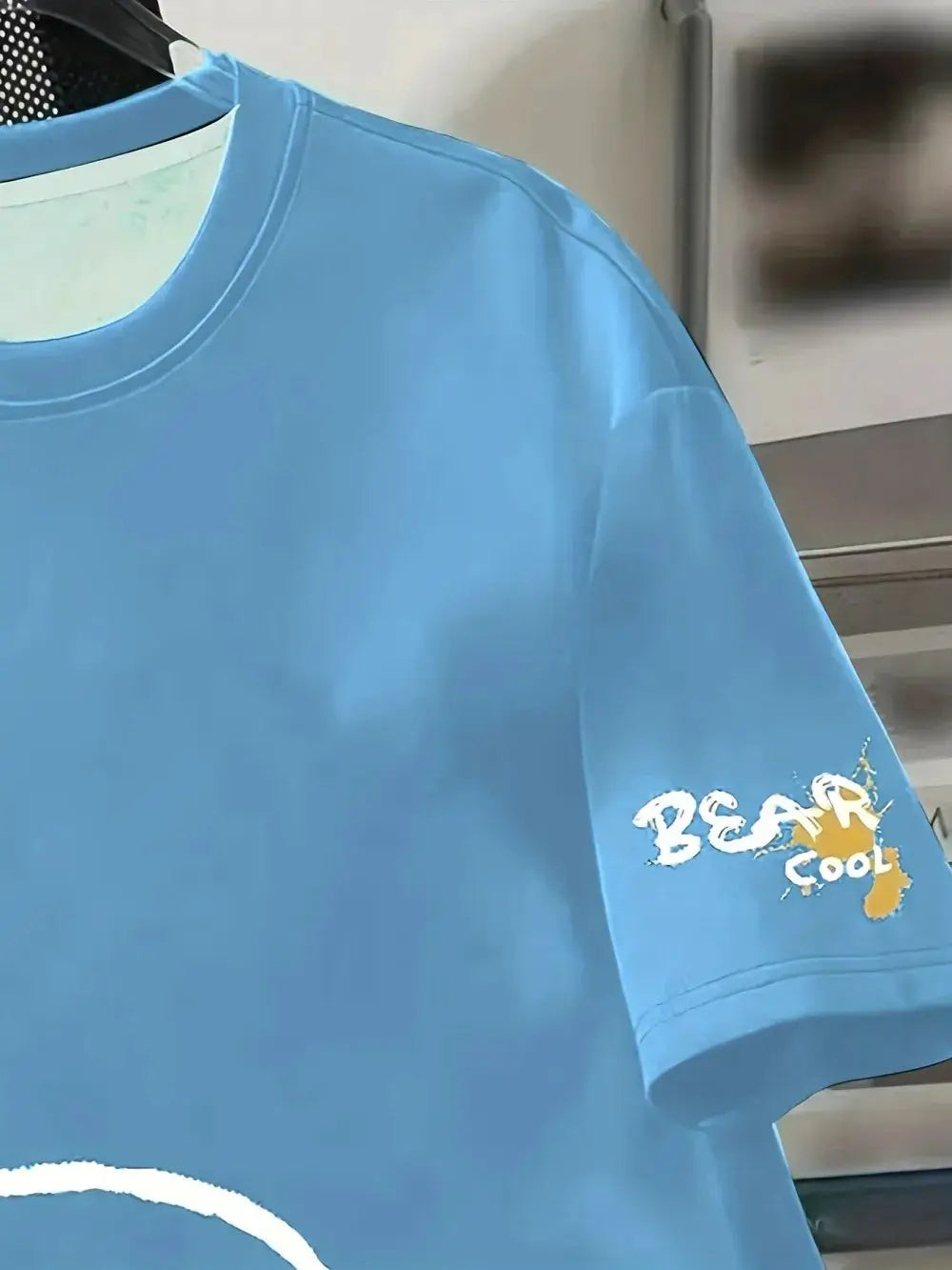 Men's Breathable Round Neck T Shirt With Cartoon Bear Print For Summer Casual Wear Gift For Friends