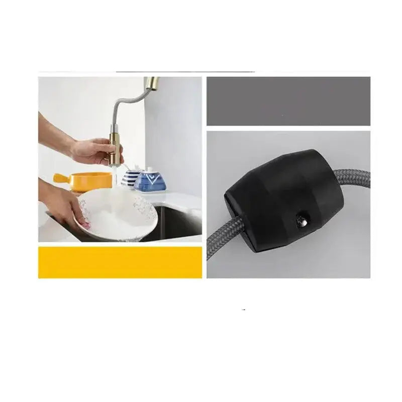 Simples Market kitchen faucet with flexible pull-out spray, two-mode nozzle, deck-mounted.