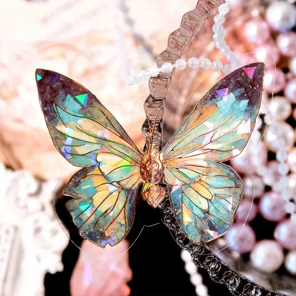 5Style 20 Pcs Pack INS Butterfly PET Sticker Set Ice Crystal Laser Gold For DIY Handbooks Scrapbooks 3D Decoration