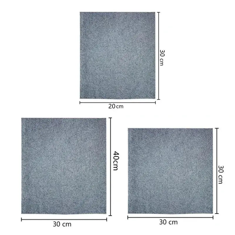 Simples Market blue-gray thickened microfiber cleaning cloth set; 3 towels in 20×30 cm, 30×40 cm, and 30×30 cm