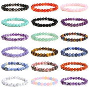 JD Natural Stone Beads Bracelet Amethyst Tiger Eye Crystal Quartz Agate Unisex Bangle Reiki Healing Jewelry Gift