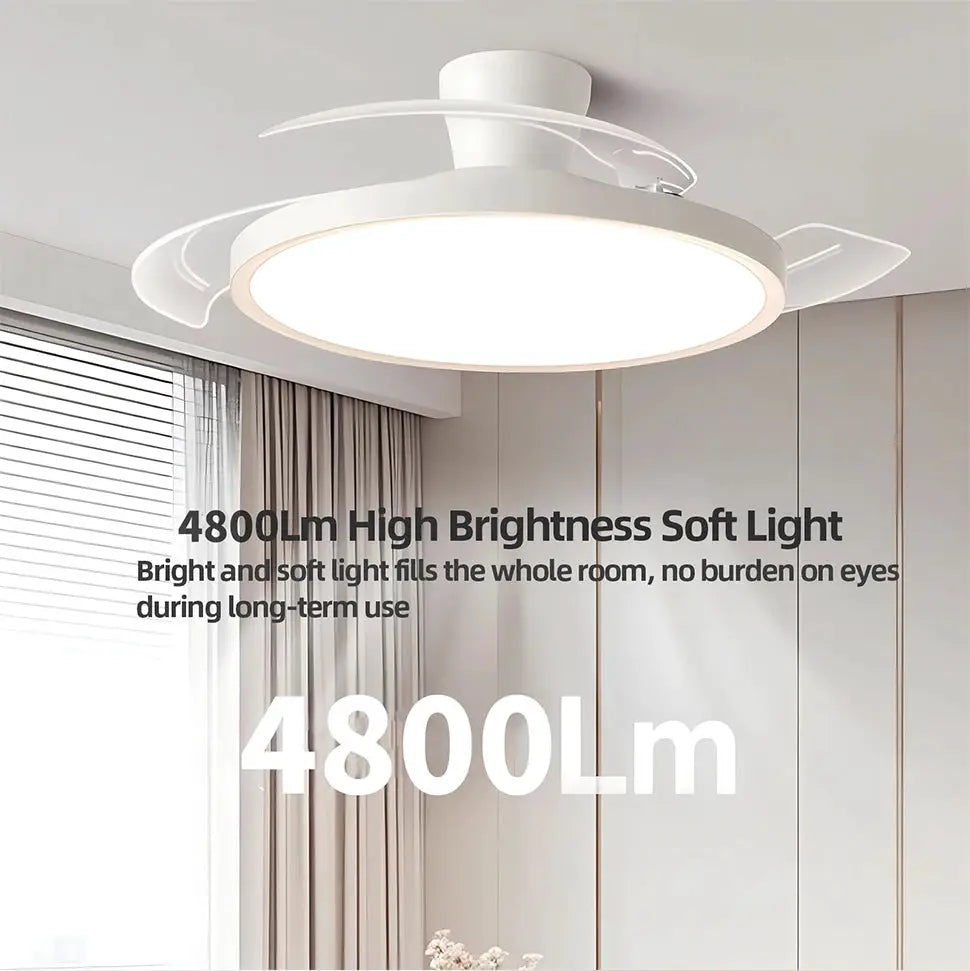IRALAN modern invisible ceiling fan with LED light, white finish, remote control, by Simples Market