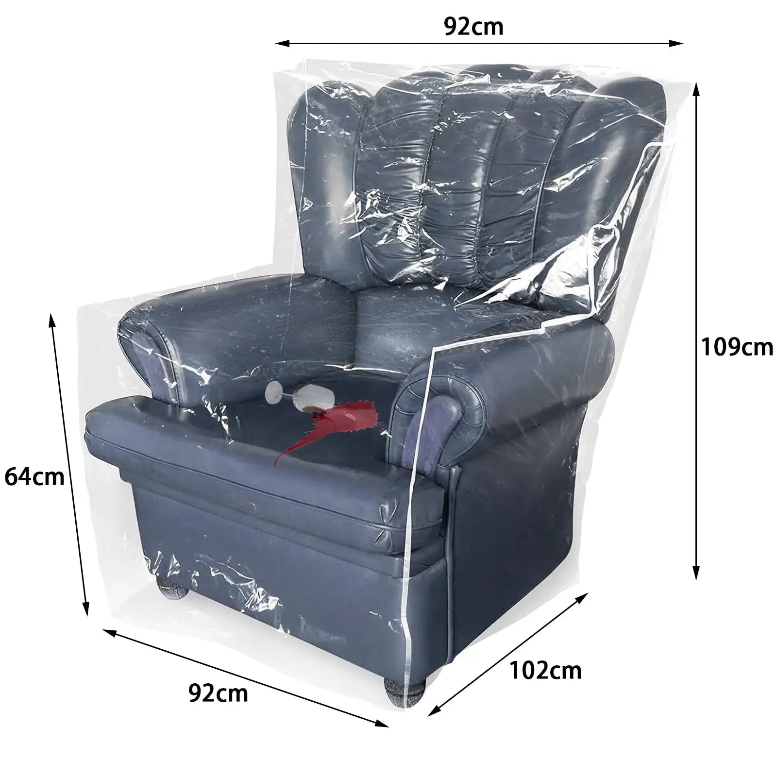 Couch cover by Simples Market; clear plastic cat/dog claw protector for a dark blue armchair, waterproof.