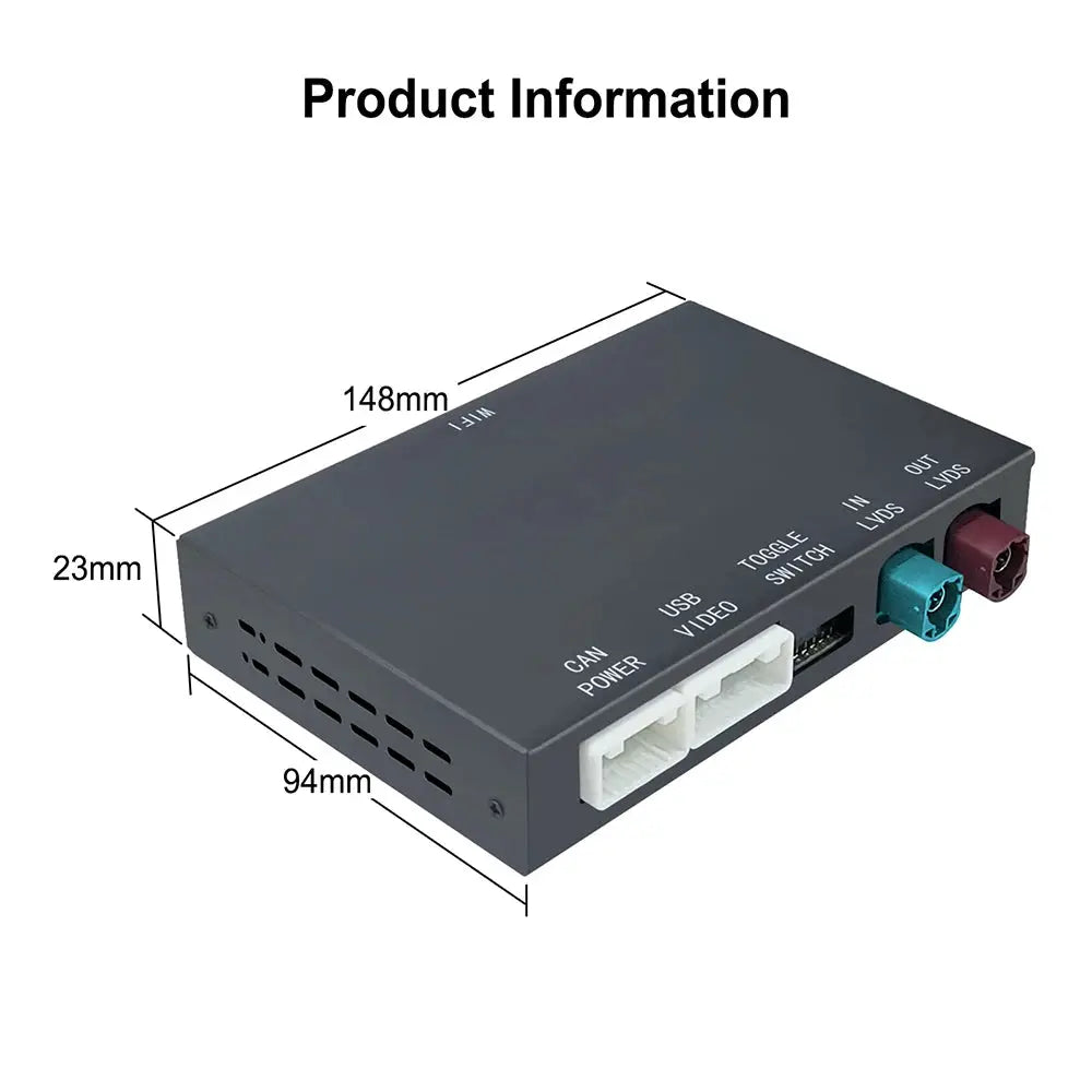 Simples Market wireless CarPlay Android Auto adapter for BMW NBT CIC, gray module with USB video and LVDS ports