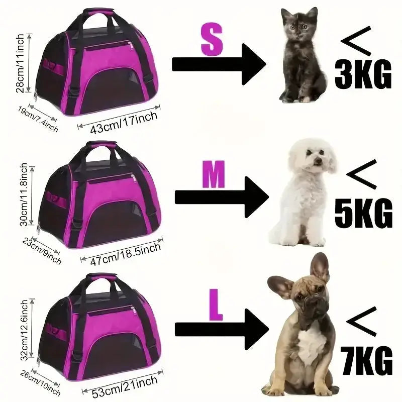 Portable Pet Carrier Bag Breathable Mesh For Small Dogs And Cats Travel Outdoor Handbag