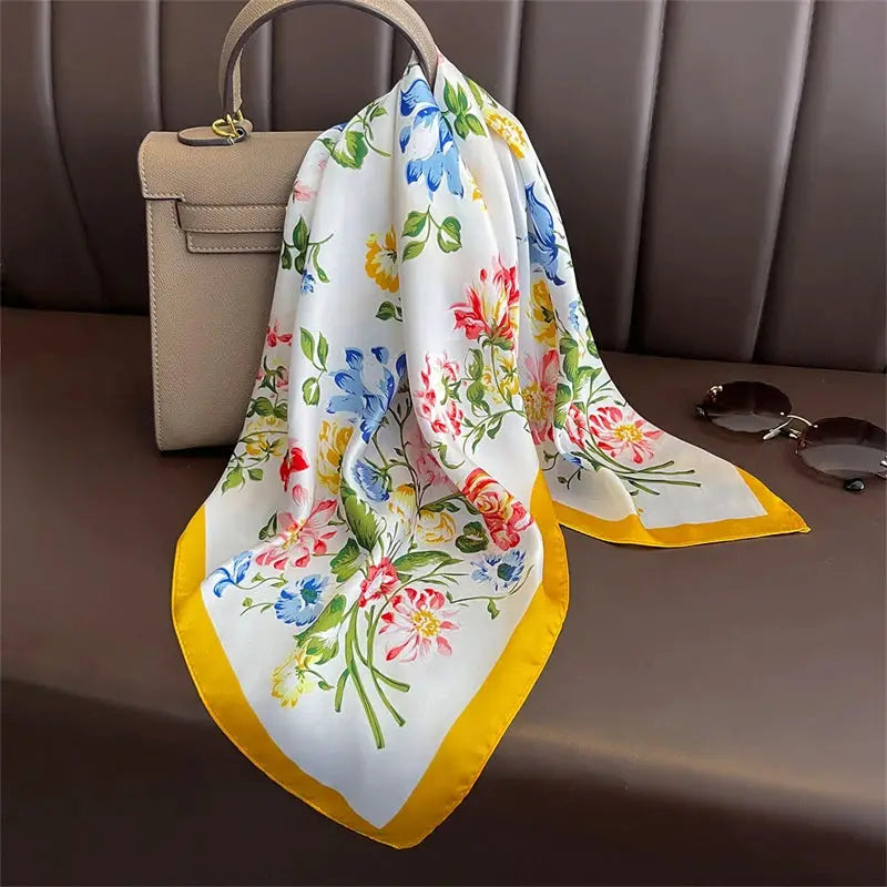 Luxe Silk Satin Square Scarf Silk Feel Finish Versatile Fashion Wrap For Shawl Hijab Neckerchief Hair Ribbon Headband