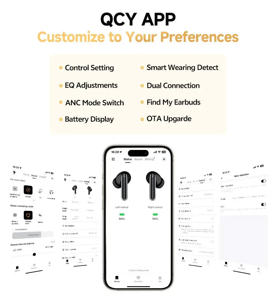 QCY MeloBuds Pro wireless earphones, black in-ear earbuds with 46dB ANC, LDAC, Bluetooth 5.3, 6 mics