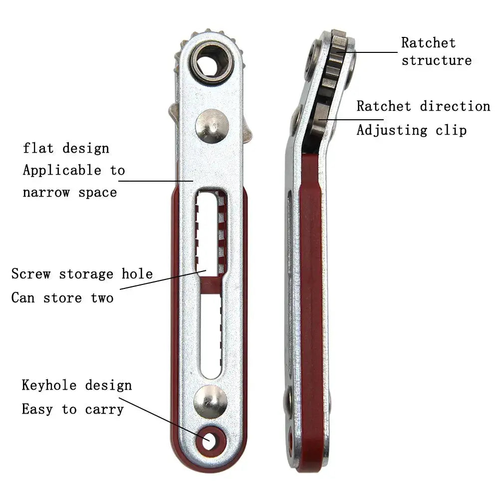 Multifunctional Bidirectional Ratchet Screwdriver Elbow With Interchangeable Heads For Flat Phillips Slotted And Cross