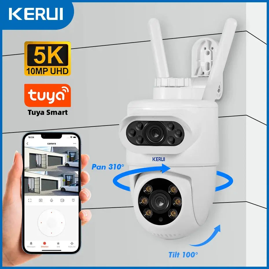 KERUI W184 alarm system unit with white security camera, motion sensor, 4G/WiFi, Tuya Smart App control