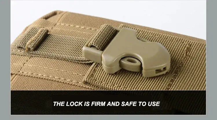 Tactical leg bag waist pack in tan nylon with quick-release buckle