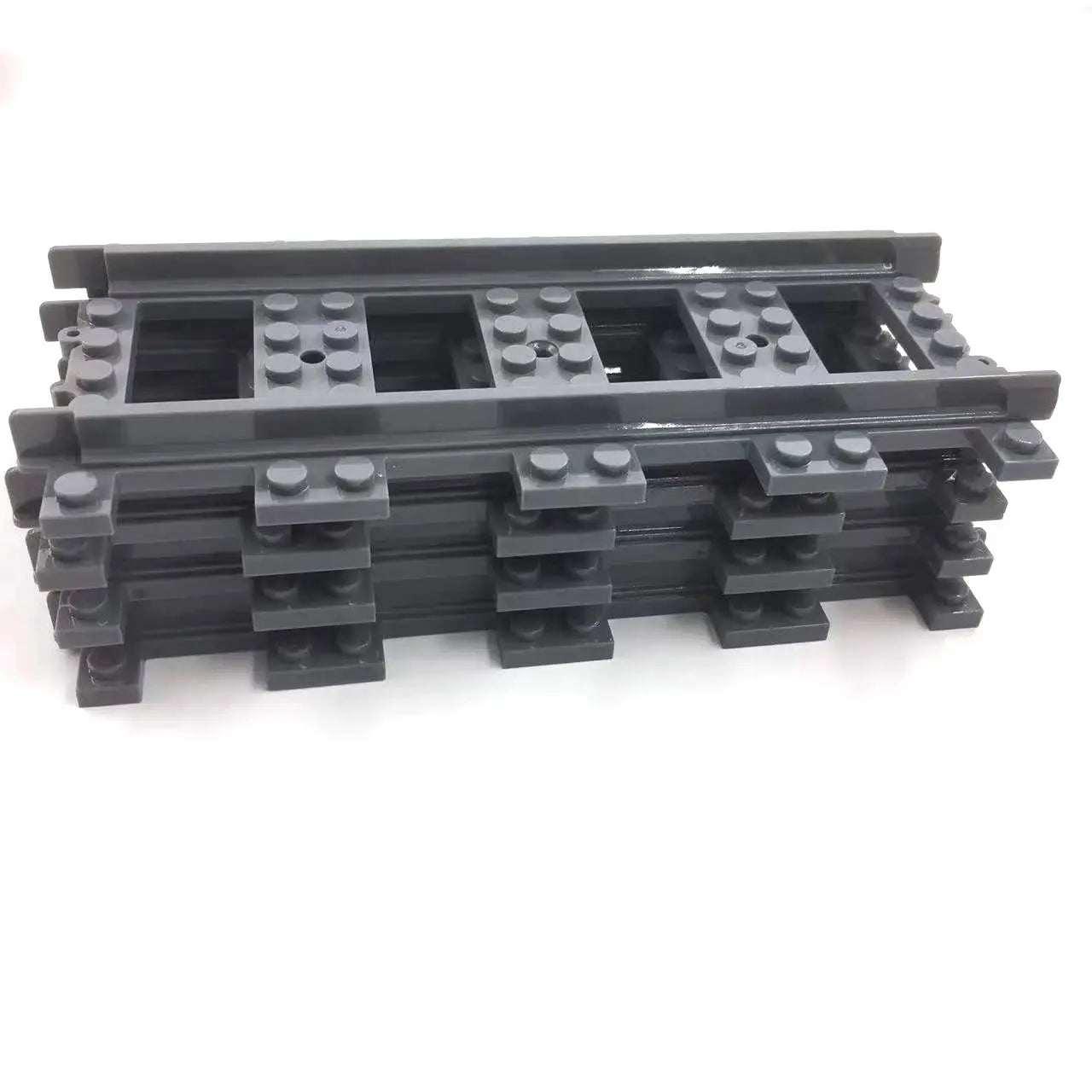 50 Piece City Train Track Set Straight Rails Building Blocks for Kids Compatible with Classic Blocks