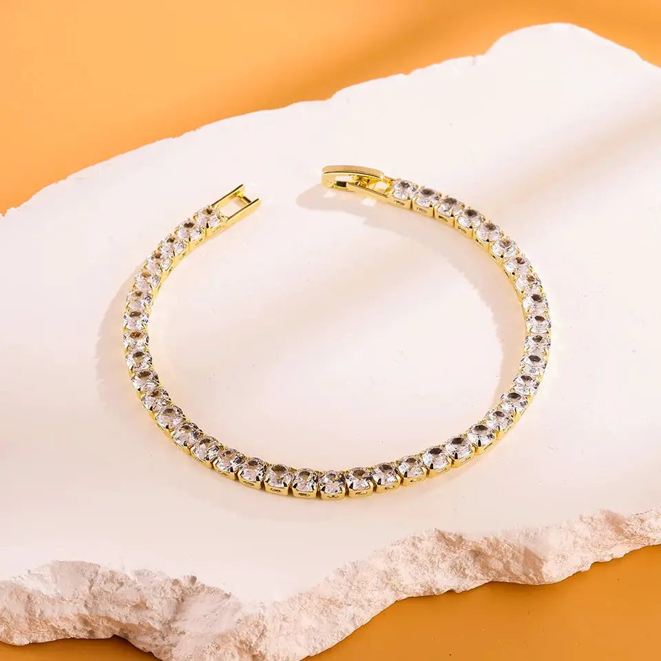 Elegant Zirconia Tennis Bracelet For Women With Crystal Charm Designer Thin Chain For Wedding Jewelry