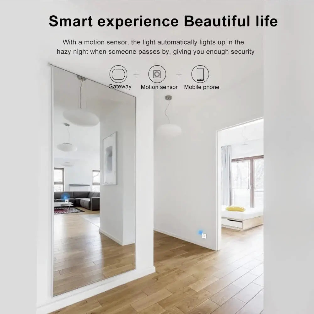 Tuya Zigbee 2-in-1 PIR motion detector with lux light, wall-mounted sensor with blue LED indicator