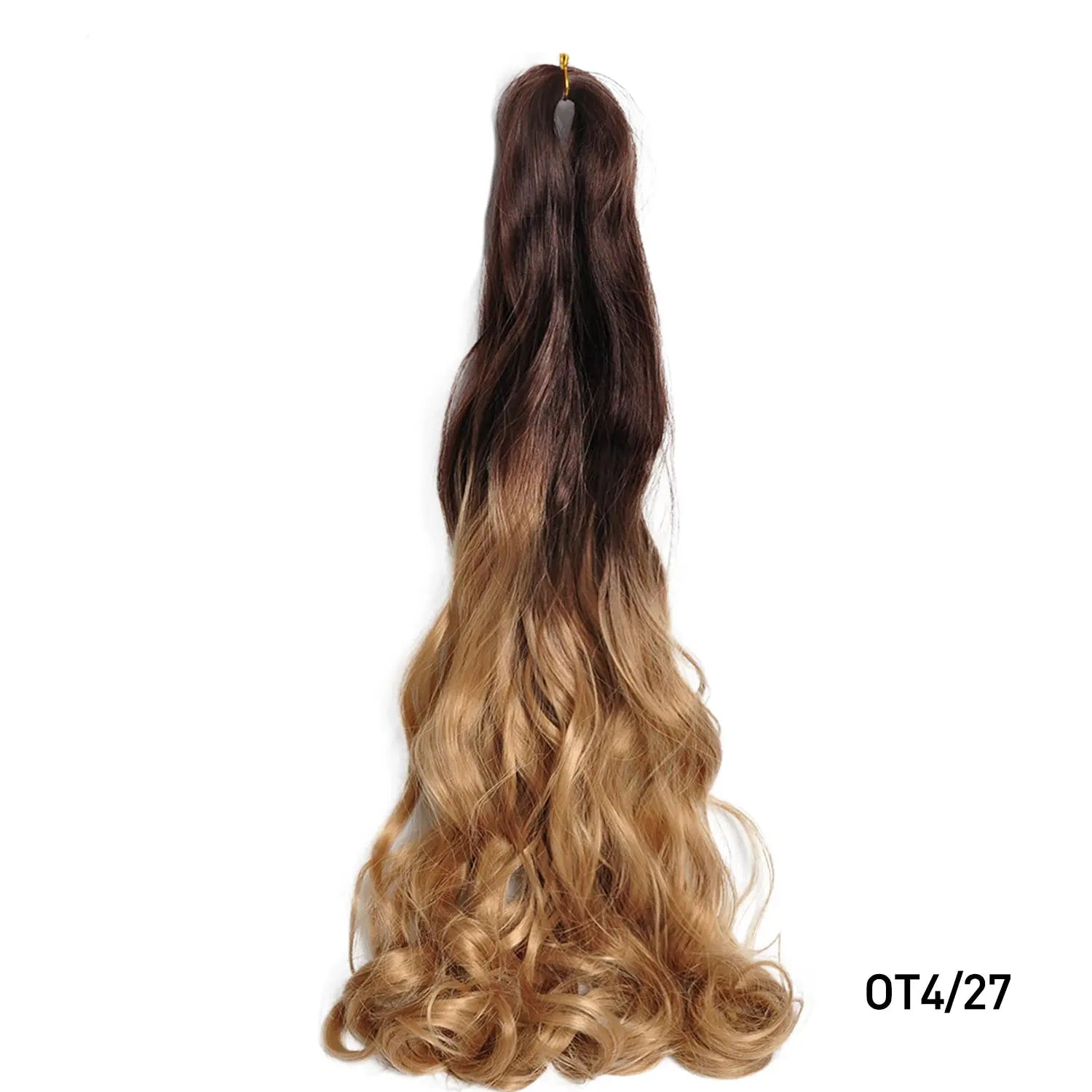 French Curls Braiding Hair by Simples Market, 24in synthetic spiral curls with dark brown to blonde ombre