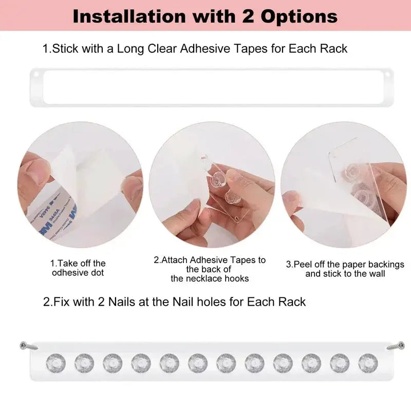 Acrylic Necklace Hanger Wall Mounted Jewelry Organizer For Necklaces And Bracelets 2051