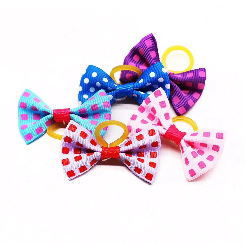 30 Pcs Dog Bows With Rubber Band Hair Accessories Handmade Movable Puppy Bows For Dogs And Cats Cute Pet Accessories