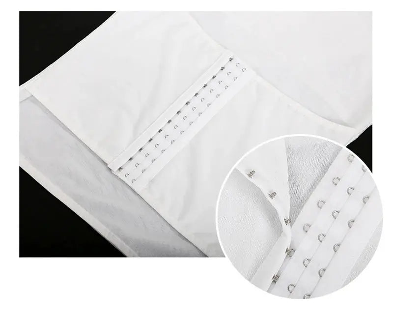 CXZD waist trainer muscle girdle shirt for men by Simples Market, white with front hook closures and mesh panels.
