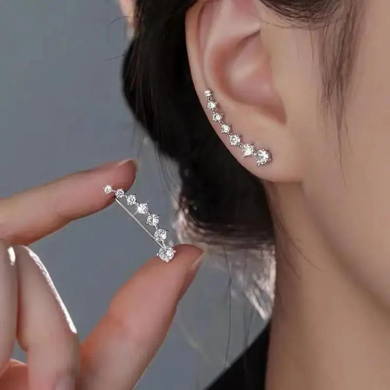 925 Silver Needle Heart Earrings For Women Korean Fashion Crystal Jewelry 2026 Trending Luxury Hoop Earrings