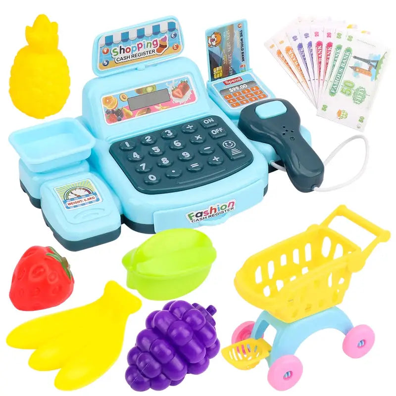 Simulation Shopping Cashier Toy Set With Electronic Lights And Sounds For Supermarket Checkout Play