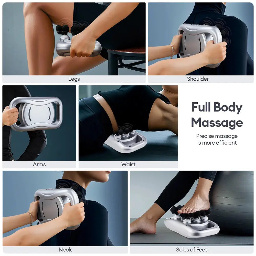 Simples Market 30-Head Massage Gun, silver handheld fascia massager for full-body relief