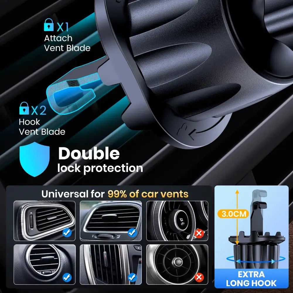 Topk Magnetic Car Phone Mount 360 Rotation Air Vent Holder N52 Magnets