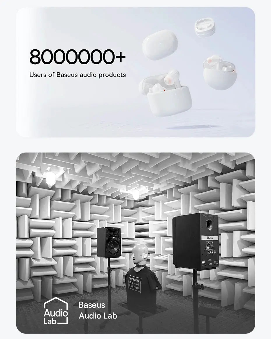 Baseus Bass EP10/BP1 NC true wireless earbuds in white with charging case