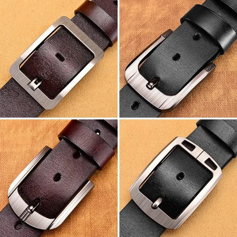 New Trend Men's Buckled Leather Belt With High Quality Split Leather And Sturdy Metal Buckle For Casual Or Business Wear